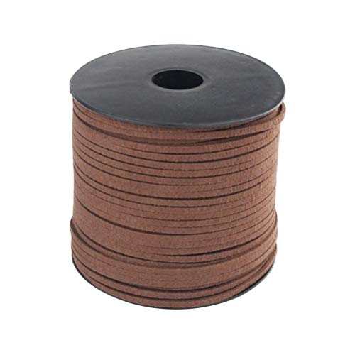 Product Cover Wobe 100 Yards Suede Cord, Leather Cord 2.6mm x 1.5mm Suede Lace Faux Leather Cord with Roll Spool for Bracelet Necklace Beading DIY Handmade Crafts Thread (Coffee 1 roll)