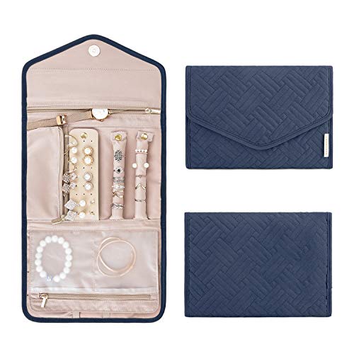 Product Cover BAGSMART Travel Jewelry Organizer Roll Foldable Jewelry Case for Journey-Rings, Necklaces, Bracelets, Earrings, Smokey Blue