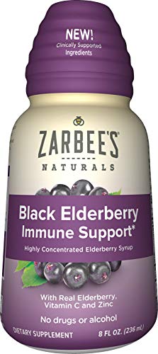 Product Cover Zarbee's Naturals Black Elderberry Immune Support* Highly Concentrated Syrup with Real Elderberry, Vitamin C, & Zinc, 8 oz Bottle
