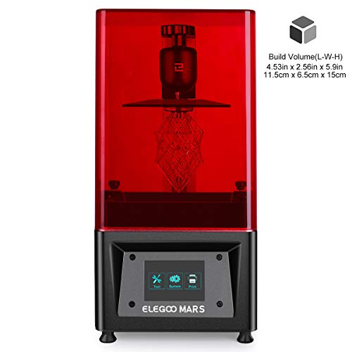 Product Cover ELEGOO Mars UV Photocuring LCD 3D Printer with 3.5'' Smart Touch Color Screen Off-line Print 4.53in(L) x 2.56in(W) x 5.9in(H) Printing Size Black Version