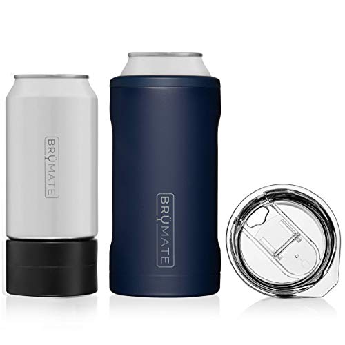 Product Cover BrüMate HOPSULATOR TRíO 3-in-1 Stainless Steel Insulated Can Cooler, Works With 12 Oz, 16 Oz Cans And As A Pint Glass (Matte Navy)
