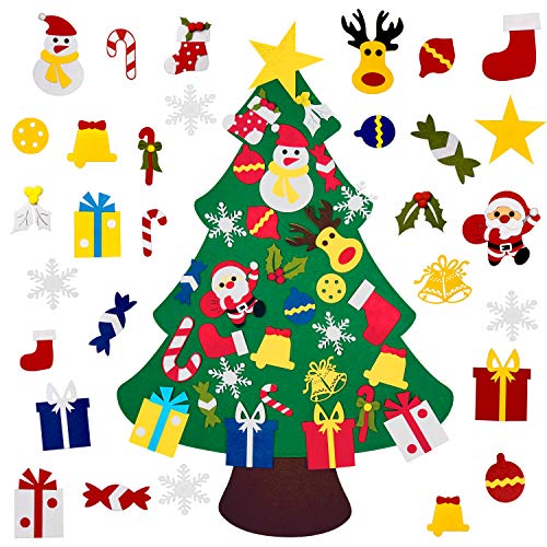 Product Cover Fayoo DIY Felt Christmas Tree with 30pcs Ornaments, Xmas Gifts for Kids New Year Handmade Christmas Door Wall Hanging Decorations