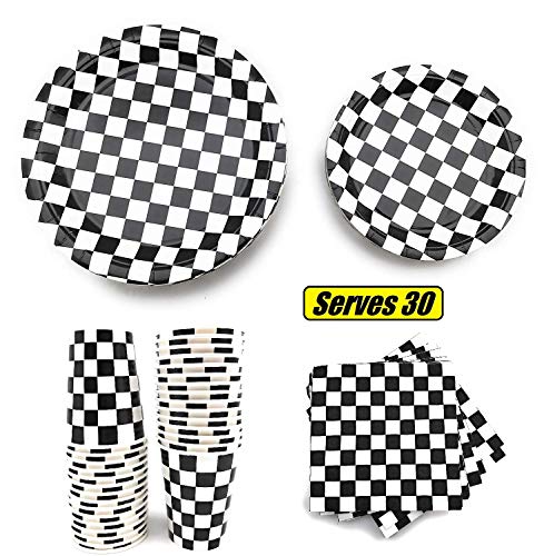 Product Cover Serves 30 | Complete Party Pack | Black and White Checkered | 9