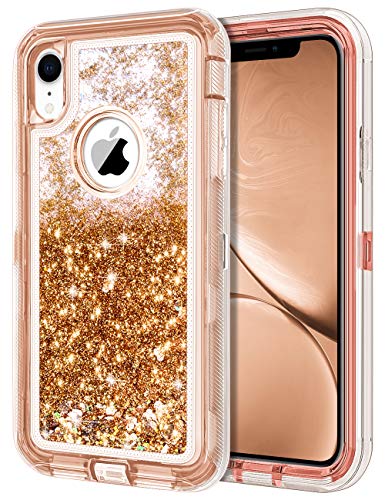 Product Cover JAKPAK Case for iPhone XR Case Glitter Bling Sparkle for Girls Woman iPhone XR Case Heavy Duty Shockproof Full Body Protective Shell Hard PC Bumper and TPU Back Cover for iPhone XR 10R Rose Gold