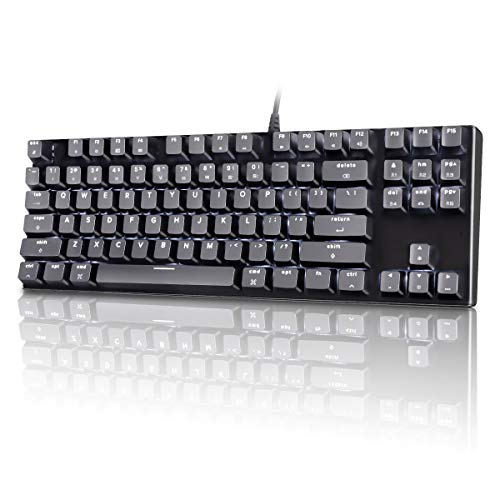 Product Cover M87 Mac Layout Mechanical Keyboard, VELOCIFIRE 87-Key with Tactile Brown Switch, and LED White Backlit, 100% Compatible with Mac (Black)
