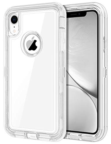 Product Cover JAKPAK Case for iPhone XR Case Clear Transparent Heavy Duty Protection for iPhone XR Case Shockproof Anti Scratch Cover with Dual Layer PC Bumper TPU Back Case for iPhone XR 10R 6.1inches Transparent