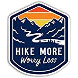 Product Cover Hike More Worry Less Sticker Vinyl Decal for Auto Cars Trucks Windshield Laptop RV Camper