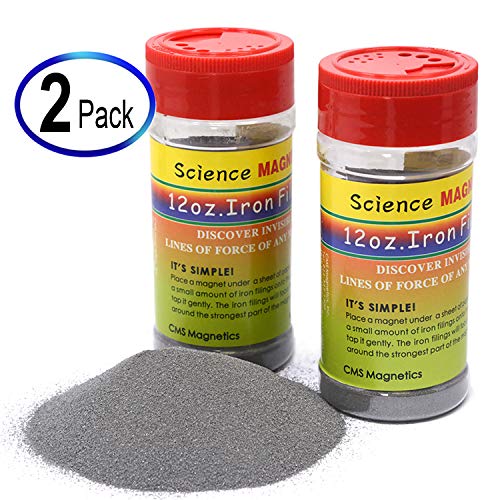 Product Cover CMS MAGNETICS 12 oz Fine Iron Filings Magnetic Iron Powder for Magnet Education and School Projects - Discover The World of Magnetics & See Magnetic Lines of This Unseen Force & More ( Two Pack )