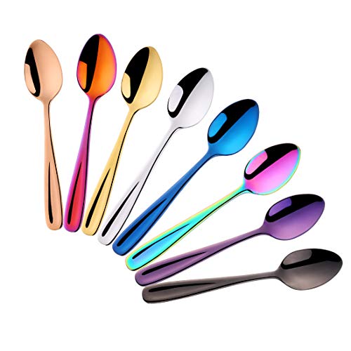 Product Cover Do Buy 8 Pieces 18/10 Dessert Spoons Teaspoons Small Coffee Spoons Espresso Spoons, 5.5 Inch