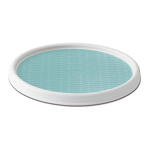 Product Cover Copco 5234754 Non-Skid Pantry Cabinet Lazy Susan Turntable, 12-Inch, White/Aqua