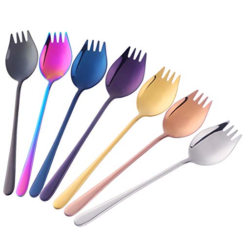 Product Cover 7-pack 8.5 INCH 18/10 Stainless Steel Spoon Sporks for Household Use Camping Travel Hiking