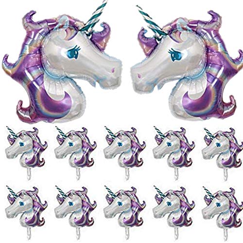 Product Cover 12PC Foil Balloon Unicorn Party Supplies Decorations - Unicorn Balloons for Birthday Party Decorations - Kids Birthday Balloon Supplies