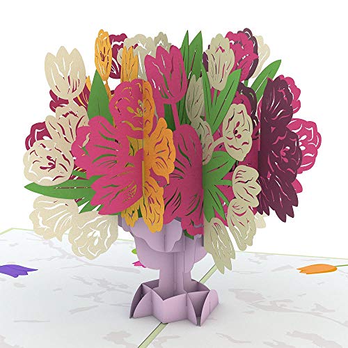 Product Cover Lovepop Tulip Bouquet Pop Up Card - Greeting Card, 3D Card, Pop Up Flower Card, Anniversary Card, Card for Wife, Card for Mom