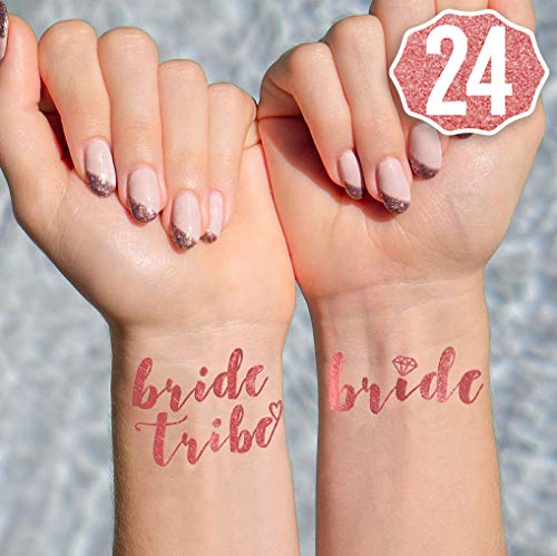 Product Cover xo, Fetti 24 Rose Gold Bride Tribe Metallic Tattoos | Bachelorette Party Decorations, Bridesmaid Gift + Bride to Be Favor