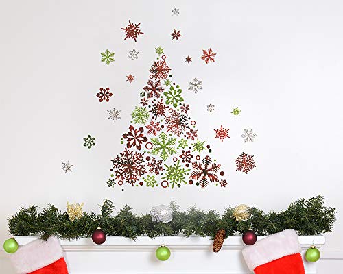 Product Cover Hold the Balloon Snowflake Christmas Tree Decorations Wall Decals Window Clings - Self-Adhesive Stickers - 20pcs