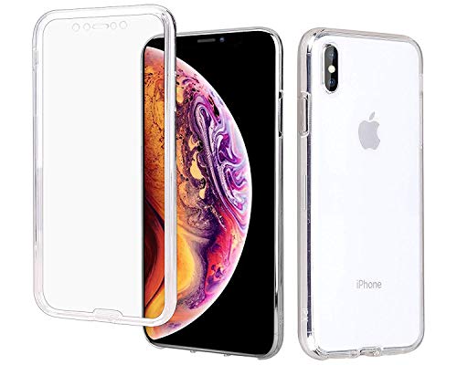 Product Cover Casetego Compatible iPhone Xs/X Case,360 Full Body Two Piece Slim Crystal Transparent Case with Built-in Screen Protector for Apple iPhone Xs/X 5.8 inch,Clear