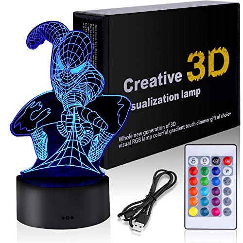 Product Cover Xmeilo 16 LED Color 3D Illusion Platform Night Lighting Touch Switch Table Desk Decor LED Lamp with Remote Control (Spiderman)