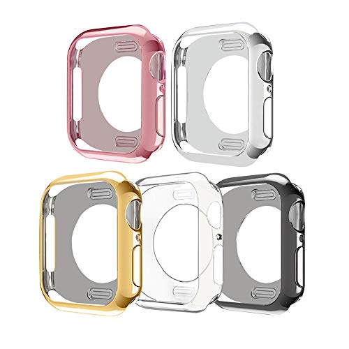 Product Cover ISENXI Compatible for Apple Watch Case Series 5 Series 4 40mm,5 Pack Soft Plated TPU Protective Cases Scratch Resistant Covers Compatible with Apple iWatch Series 4 Series 5 (5Pack, 40MM)