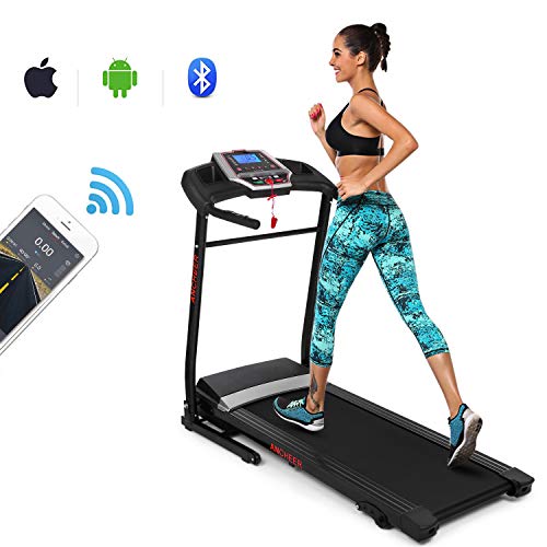 Product Cover ANCHEER Treadmill, Folding Electric Treadmills, Motorized Running Treadmills with Rolling Wheels (Dark_red)