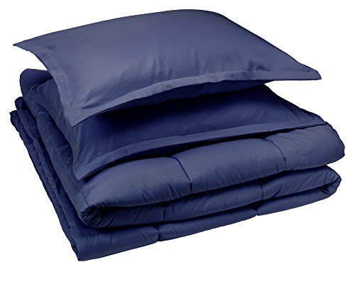 Product Cover AmazonBasics Comforter Set, King, Navy Blue, Microfiber, Ultra-Soft