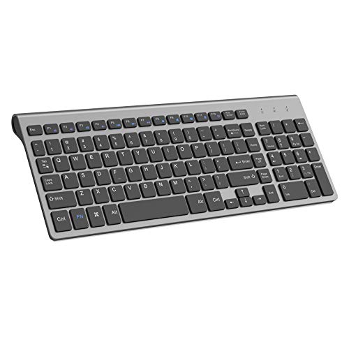 Product Cover Wireless Keyboard, J JOYACCESS 2.4G Slim and Compact Wireless Keyboard for Computer,Laptop,Windows,PC,Desktop,Smart TV-Black and Grey