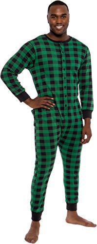 Product Cover Ross Michaels Mens Buffalo Plaid One Piece Pajamas - Adult Union Suit Pajamas with Drop Seat