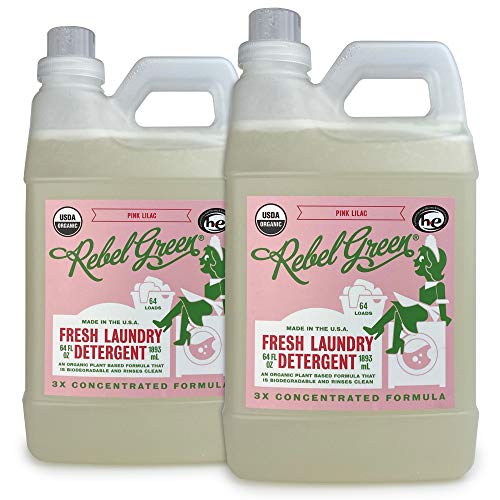 Product Cover Rebel Green Organic Laundry Detergent, 128 Loads, Hypoallergenic and Natural Liquid Laundry Soap for Sensitive Skin, Pink Lilac