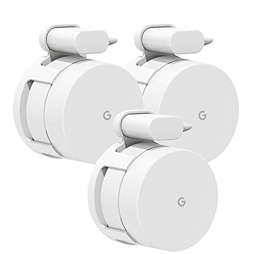 Product Cover Google WiFi Wall Mount, Mrount Space-saving Outlet Mount Holder Hanger for Google WiFI Router and Google Mesh with Cord Management, No Screws Needed (3 Pack))