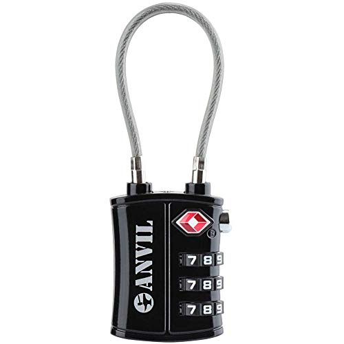Product Cover TSA Approved 3 Digit Luggage Cable Locks, Small Combination Padlock Ideal for Travel