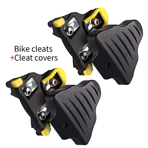 Product Cover LANNIU Road Bike Cleats+Cleat Covers Set,Compatible with Shimano SPD-SL Pedals SM-SH11 Cleats,6 Degree Float for Road Bike Indoor Spin Cycling Shoes Comfortable