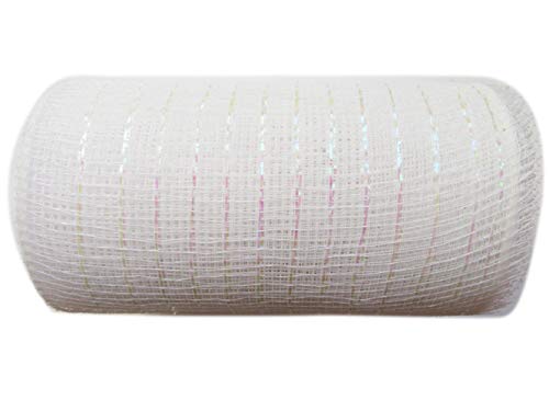 Product Cover 10 inch x 30 feet(10 Yards)-YYCRAFT Metallic Deco Poly Mesh Ribbon(White)