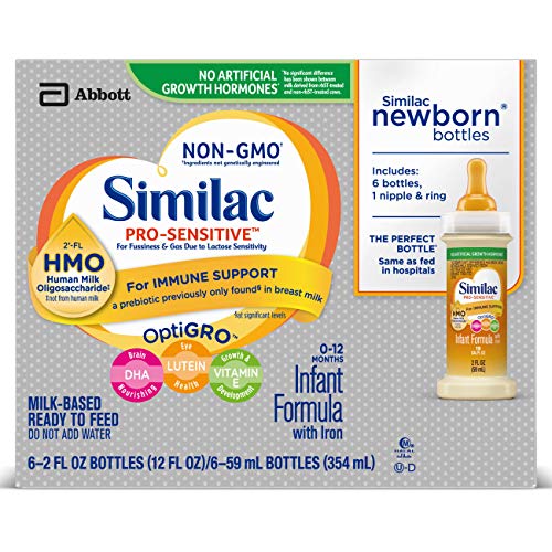 Product Cover Similac Pro-Sensitive Non-GMO Infant Formula with Iron, with 2'-FL HMO, Ready-to-feed Newborn Bottles, For Immune Support, Baby Formula, 2 fl oz bottles (48 bottles)