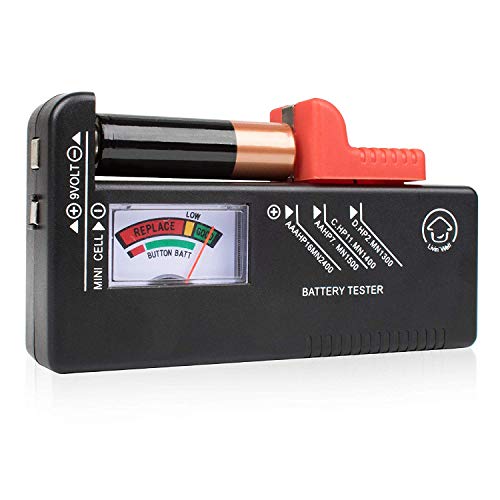 Product Cover Battery Tester Checker - Battery Tester Monitor for AAA, AA, C, D, 9V and Small Batteries, Battery Life Level Testers w/Voltage Power Meter