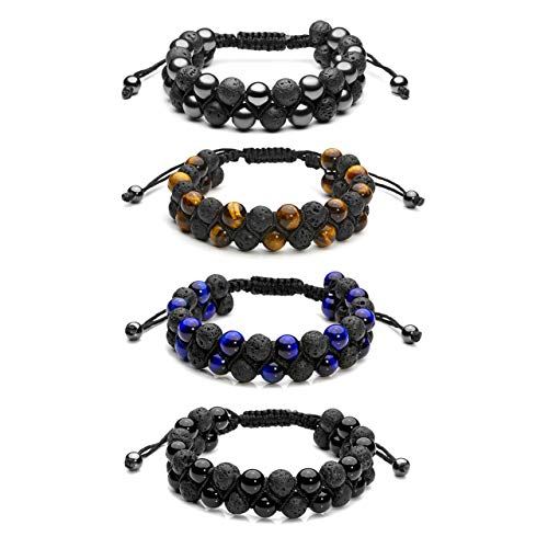 Product Cover Top Plaza Men Women 8mm Lava Rock Stone Aromatherapy Essential Oil Diffuser Bracelet Braided Rope Natural Stone Yoga Beads Bracelets