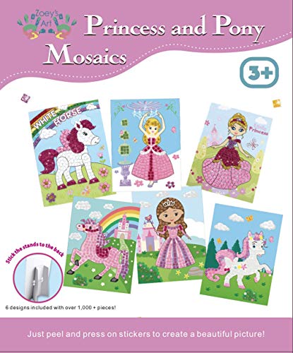 Product Cover Mosaic Sticker Art Craft Kit : for Kids, Pony and Princess DIY Pictures for Girls, All Inclusive Children Craft Activities Ages 3-8 - Create A Lasting Memorable Experience to Cherish.