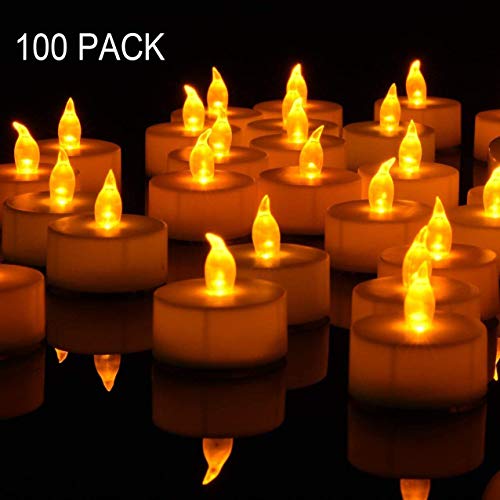 Product Cover Nancia Tea Lights, 100PACK Flameless LED Tea Lights Candles, Flickering Warm Yellow, 100 Hours Battery-Powered Tea Light, Ideal Party, Wedding, Birthday, Gifts Home Decoration (100 Pack)