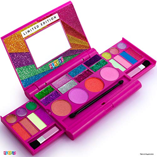 Product Cover Kids Makeup Palette For Girl - Real Washable Kids Makeup - My First Princess Make Up Set Include 4 Blushes, 8 Eyeshadows, 6 Lip Glosses, 8 Glitter Glaze, Mirror, Brushes, Eyeshadow Wand - Best Gift