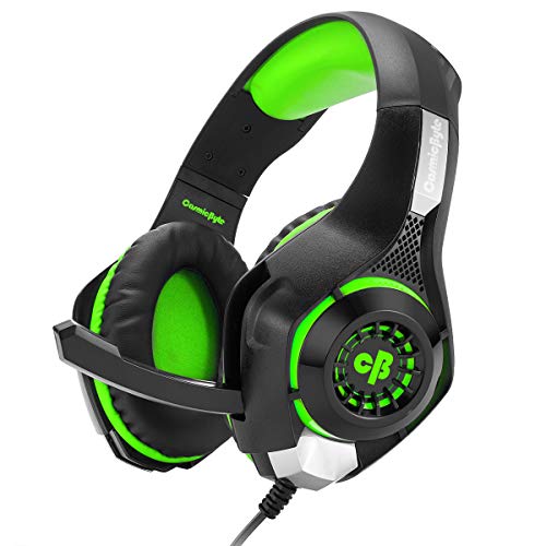 Product Cover Cosmic Byte GS410 Headphones with Mic and for PS4, Xbox One, Laptop, PC, iPhone and Android Phones (Black/Green)