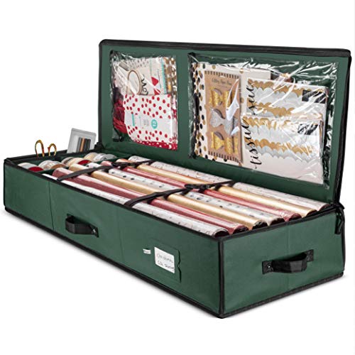 Product Cover ZOBER Premium Wrap Organizer, Interior Pockets, fits 18-24 Standers Rolls, Underbed Storage, Wrapping Paper Storage Box and Holiday Accessories, 40