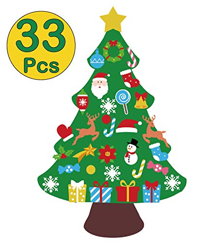 Product Cover jollylife 3ft DIY Felt Christmas Tree Set - Xmas Decorations Wall Hanging 32 Ornaments Kids Gifts Party Supplies