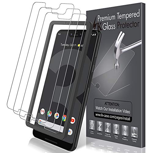 Product Cover LK [3 Pack] Screen Protector for Google Pixel 3 XL Tempered Glass (Alignment Frame Easy Installation) Double Defence Technology, 9H Hardness, HD Clear, Case Friendly