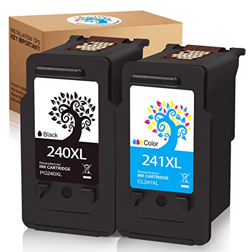 Product Cover H&BO TOPMAE Remanufactured Ink Cartridges Replacement for Canon PG240XL CL241XL Use for Canon PIXMA MX472 MX452 MG3220 MG3520 MG2220 MX392 MX432 MX512 MG2120 (1 Black 1 Tri-Color)