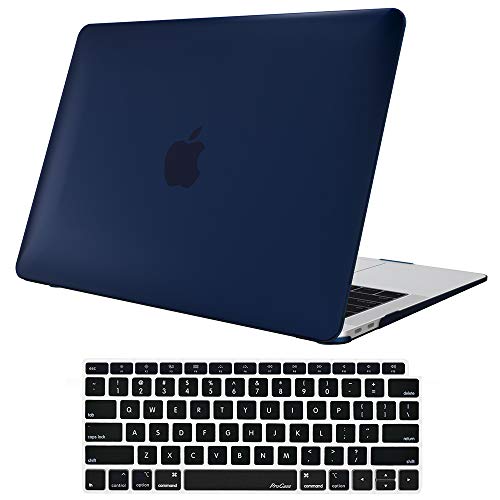 Product Cover ProCase MacBook Air 13 Inch Case 2019 2018 Release A1932, Rubber Coated Hard Shell Case for MacBook Air 13-inch Model A1932 with Keyboard Skin Cover -Darkblue