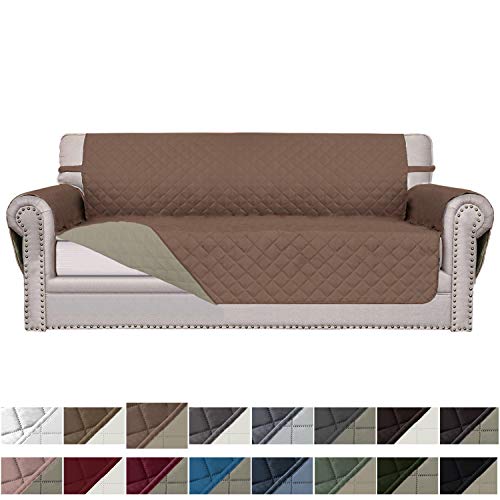 Product Cover Easy-Going Sofa Slipcover Reversible Sofa Cover Furniture Protector Couch Cover Elastic Straps Pets Kids Children Dog Cat (Sofa, Brown/Beige)