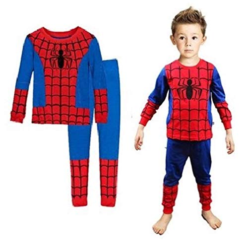 Product Cover Boys Pajamas Sets Children Christmas Pants 100% Cotton Spider-Man Long Kids Snug Fit Pjs Winter Toddler Sleepwear (Red, 3T)