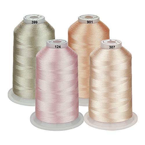 Product Cover Simthread 42 Options Various Assorted Color Packs of Polyester Embroidery Machine Thread Huge Spool 5000M for All Embroidery Machines (Skin Colors)