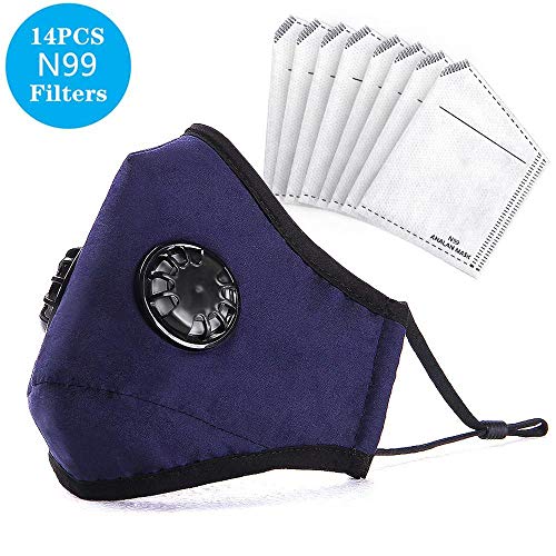Product Cover ANALAN Dust Masks Reusable Washable Face Mask Air Masks for Dust Smoke Pollen with N99 Filters (Blue,14pcs Filter
