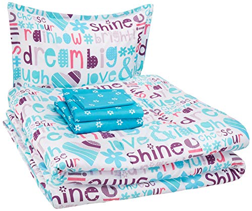 Product Cover AmazonBasics Easy Care Super Soft Microfiber Kid's Bed-in-a-Bag Bedding Set - Twin, Multi-Color Dream Big