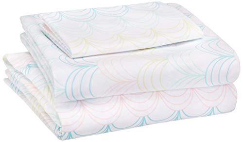 Product Cover AmazonBasics Kid's Sheet Set - Soft, Easy-Wash Microfiber - Twin, Multi-Color Scallop - with pillow cover
