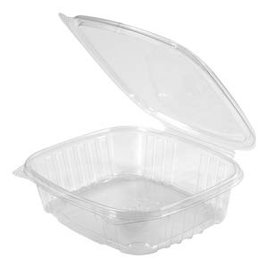 Product Cover Genpak's AD24 Deli Container | 24 oz Clear Hinged Deli Container | Patented 360-Degree Seal, Leak Resistant, Unmatched Clarity | 100% Recyclable, BPA Free, Made in The USA | Case of 200 Containers